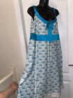 Monsoon Ivory Turquoise Blue Beaded Summer  A Line Party Cocktail Dress Size 20