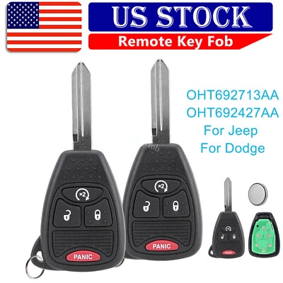 2 Para 2007 2008 2009 2010 2011 Dodge Nitro Entrada Control Remoto Coche Llavero OHT692713AA Foto 1 de 4