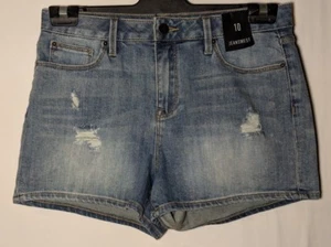 WOMEN'S SHORTS JEANSWEST STRETCH DISTRESSED BLUE SIZE 10 INSEAM 6 CM NWT - Picture 1 of 7