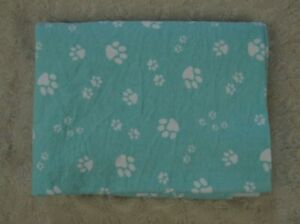 Carter's Puppy Dog Paw Print Baby Receiving Blanket Flannel Aqua Blue White