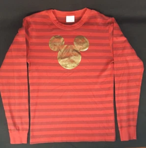 hanna Andersson Girls Shirt Size XS Red Stripes Mickey Mouse Long Sleeve Cotton - Picture 1 of 5