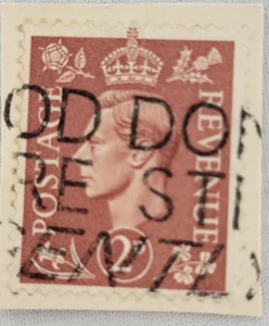 Postage Revenue ~ King George VI ~ Brown 2D Stamp ~ Posted/Used ~ c.1940's ~ Y62 - Picture 1 of 6