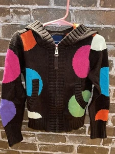 GAP KINDER MÄDCHEN XS 4-5 BRAUN GEPUNKTET PULLOVER HOODIE DURCHGEHENDER REISSVERSCHLUSS URLAUBSLINIE - Bild 1 von 3