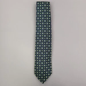 Hugo Boss Neck Tie Mesn Blue Green Medallion 7 Fold Foulard Silk Italy 3.5X60 - Picture 1 of 6