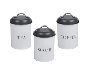 Té hermético Café Sugar Canister Redondo Cocina Almacenamiento Jarra Caddy Blanco y Gris - Imagen 1 de 13