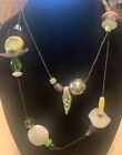 Teresa Goodall Mixed Materials Necklace pottery, lucite, glass & natural stone