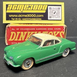1960-64 Dinky Toys 187 VOLKSWAGEN KARMANN GHIA COUPE -Green/Cream - Original Box - Picture 1 of 19