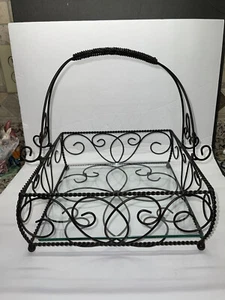 Southern Living Jamestown Metal Basket with glass bottom Farmhouse Cottage Nice - Picture 1 of 3