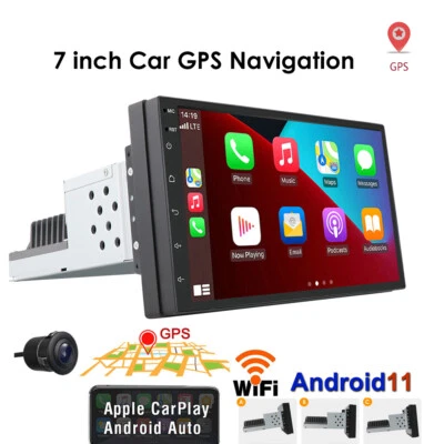 7" Android Car Radio Bluetooth GPS WiFi Stereo Touch Screen Single 1Din Carplay - Image 1 of 4