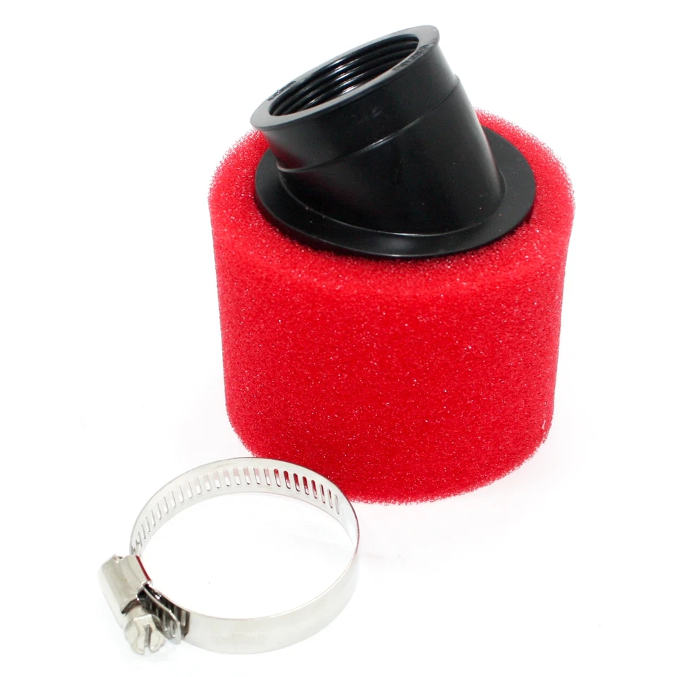 Red 41mm 42mm Bent Angled Foam Air Filter Pod 150cc Pit Quad Dirt Bike ATV Buggy