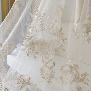 Mushroom Plants Embroidery Bridal Dress Lace Fabric Sequin Costume Gown Tulle - Picture 1 of 7