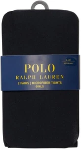 Polo Ralph Lauren Girls Ultra Soft Microfiber Tights 2 Pair Pack Black ( 2-4T ) - Picture 1 of 4