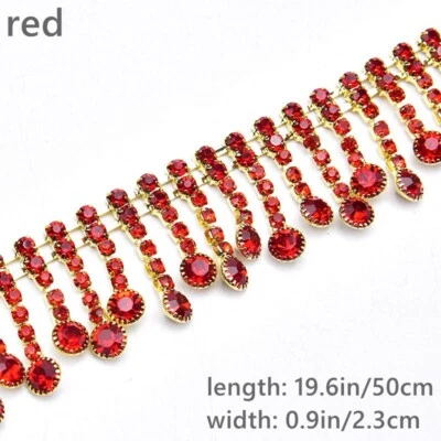 Crystal Rhinestone Fringe Tassel Chain Dress Costume Shoe Hat DIY Craft Trimming - Image 1 of 4