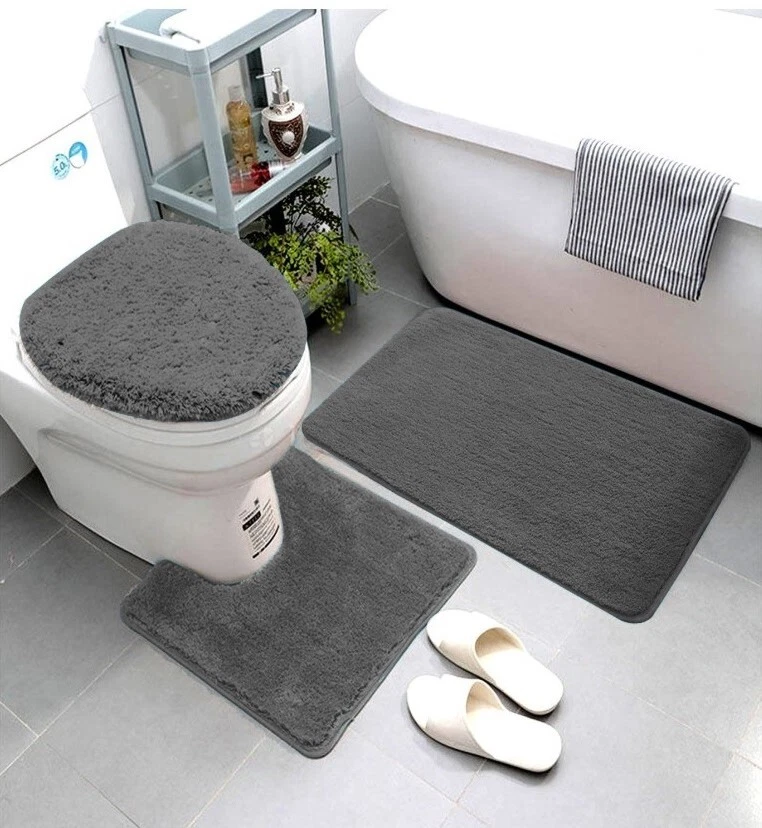 3 Piece Super Soft Solid Microfiber Bathroom Rug Set - Image 1 of 1