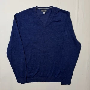 Ibex Merino Wool Blend V-Neck Sweater Men’s XXL Navy Blue Pullover Casual Fall - Picture 1 of 8