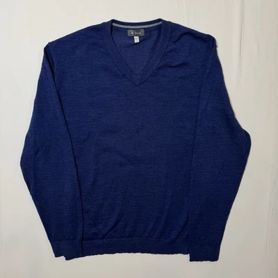 Ibex Merino Wool Blend V-Neck Sweater Men’s XXL Navy Blue Pullover Casual Fall - Image 1 of 4