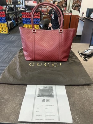 GUCCI Bag Ladies Tote Leather Micro GG Shima Red W/ COA  (1101103) - Image 1 of 4