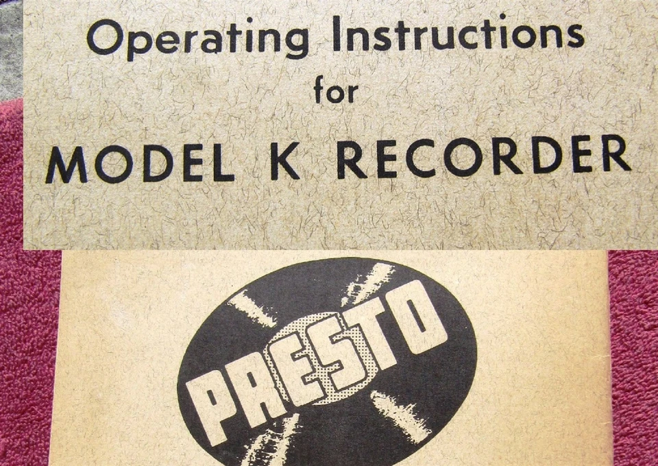 Инструкции по эксплуатации PRESTO RECORD CUTTER для MODEL K RECORDER Recording Corp - Изображение 1 из 4