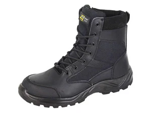 Botas de seguridad Grafters M752A 6 pulgadas cremallera lateral combate militar puntera de acero - negras - Imagen 1 de 3