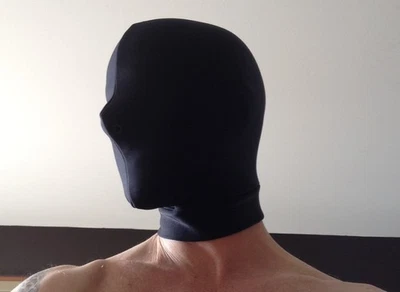 Mr. S Adult Fetish Black Spandex Full Hood, Nostril Holes Only sz Small - Image 1 of 4