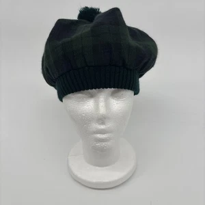 Edinburgh Woollen Mill Women’s Beret Hat Plaid Green - Picture 1 of 4