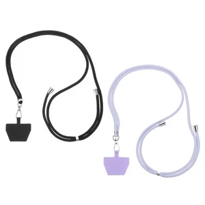 2 szt. smyczy telefonicznych, 30-calowy pasek na szyję crossbody z 2 naszywkami, czarny/fioletowy - Zdjęcie 1 z 7