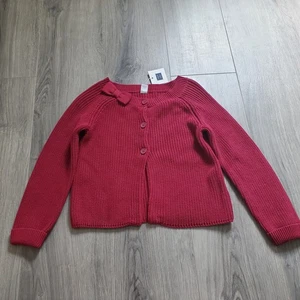 Janie and Jack Sweater Girls 8 Red Knit Cardigan Bow Detail 100% Cotton NWT - Picture 1 of 5