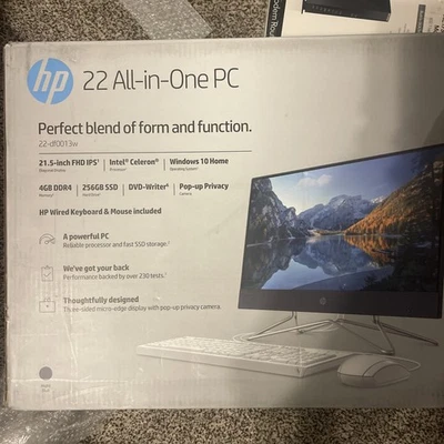 HP 22-DF0013W 21.5" (256GB SSD, Intel Celeron G5900T, 3.20GHz, 4GB RAM)... - Image 1 of 2