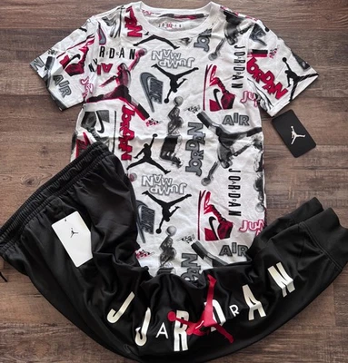 NWT Nike Air Jordan Boys YXL Black/Red/White 2pc Jogger Pants Set XL - Image 1 of 3