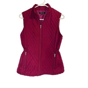 Relativity Quilted Vest Full Zip Pockets Solid Pink Adjustable Waist Size Small - Picture 1 of 5