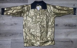 Kenn Sporn Wippette 80s Gold Vinyl Rain Coat Lined Jacket Corduroy Collar Medium - Picture 1 of 21