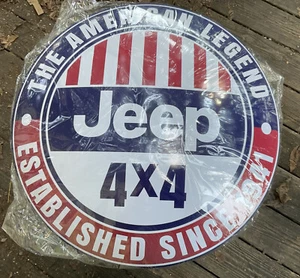 JEEP 4x4 17" ROUND METAL DOME SIGN Wall Sign Decor - NEW Willys Since 1941 - Picture 1 of 1