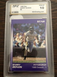 BARRY BONDS PITTSBURGH PIRATES 1990 STAR #5 GEM MINT 10