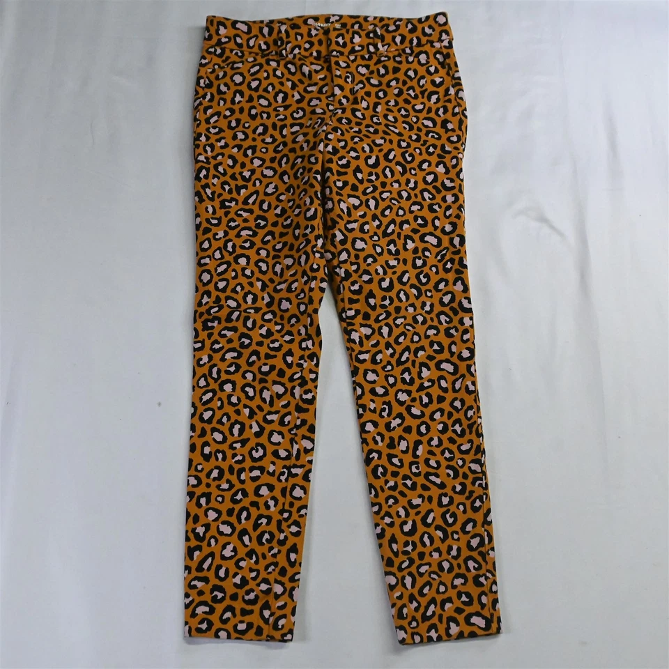 Old Navy 0 Orange Animal Pixie Ankle Mid Rise Skinny Stretch Dress Pants - Image 1 of 4