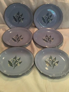 Qty 6 Vtg 1950's Homer Laughlin Skytone Blue Mist Bread Butter Pie Plates 6 1/4” - Picture 1 of 3