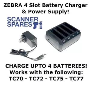 Paquete de 10 x Cargador de batería Zebra 4 ranuras para TC70 - TC75 - TC77 - SAC-TC7X-4BTYC1 - Imagen 1 de 4
