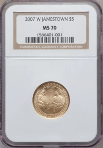 2007-W Jamestown Commemorative Gold Five Dollars / NGC MS-70 - Picture 1 of 2