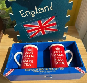 Set 2 tazze inglesi "Keep Calm And Make Tea" e "Keep Calm and Call Mom" - NUOVE - Foto 1 di 9