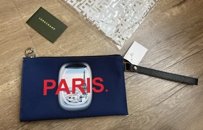 Nuevo Bolso Clutch Longchamp Paris Azul Marino Cremallera Aeropuerto Edición Limitada Foto 1 de 2