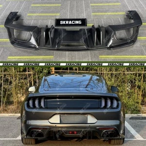 Real Carbon Fiber Rear Bumper Diffuser Lip Bodykit For Ford Mustang GT 2018-2023 - Picture 1 of 22