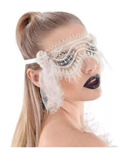 White Lace Eye Mask Suit Yourself Fancy Dress Halloween Adult Costume Accessory - Picture 1 of 4