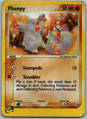 Phanpy 62/109 EX Ruby & Sapphire Moderately Played/Small Crease - Image 1 of 2