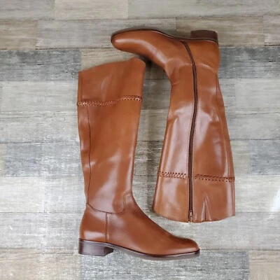 Botas hasta la rodilla Jack Rogers Adaline de cuero marrón talla 8 ecuestres nuevas sin caja **defecto** Foto 1 de 4