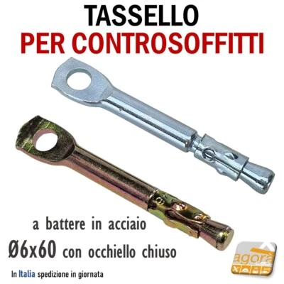 100pz TASSELLO A BATTERE OCCHIOLO CHIUSO IN ACCIAIO D6x60MM SPEED X SOFFITTO CLS - Immagine 1 di 4