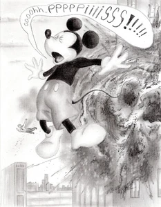 kunstwerk original bleistiftzeichnung 11x7 Mickey. - Bild 1 von 6