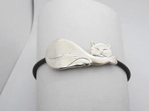 Gattone : Braccialetto in Argento 925 e caucciù- Bracciale Micio - Gatto Micetto - Imagen 1 de 8