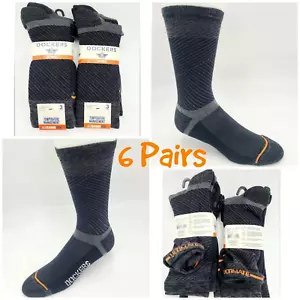 DOCKERS Ultimate Mens 6 Pairs Temperature Management Black Crew Socks Size 6-12 - Picture 1 of 12