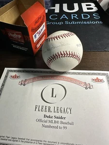 Fleer Legacy Duke Snider 2002 firmado automático Rawlings béisbol/99 certificado de autenticidad muy raro - Imagen 1 de 1