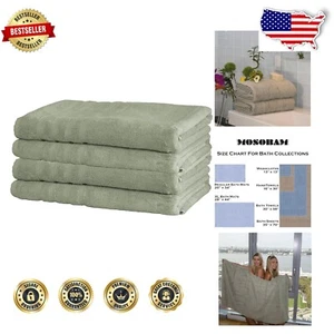 Luxury Turkish Towels Set of 4 Bath Sheets - Seagrass Green, 700 GSM Softness - Picture 1 of 12