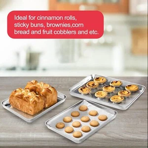 Stainless Steel Non-Stick Cookie Sheet Baking Pan Toaster Oven Tray Cake Bakewar - Picture 1 of 8